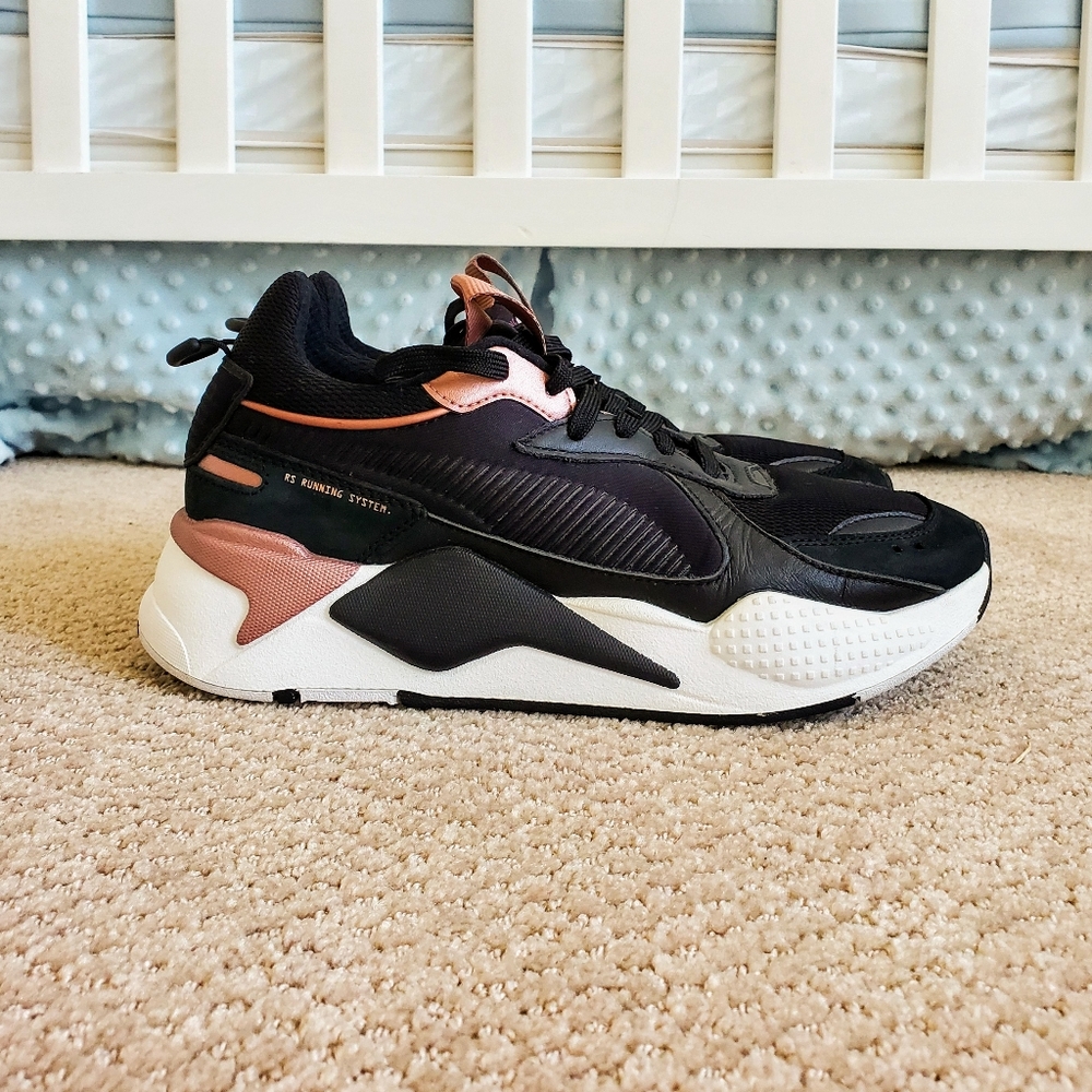 Puma RSX rose gold black EUC sz 9